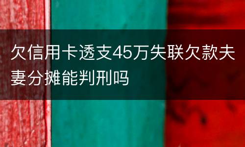 欠信用卡透支45万失联欠款夫妻分摊能判刑吗