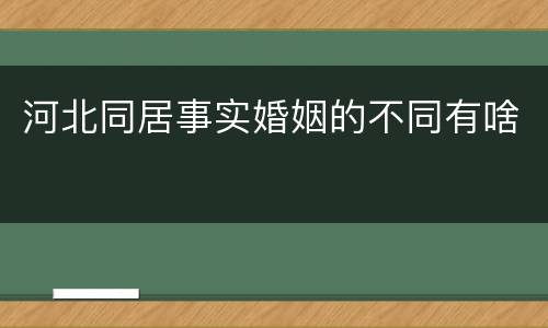 河北同居事实婚姻的不同有啥