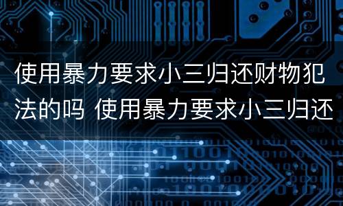 使用暴力要求小三归还财物犯法的吗 使用暴力要求小三归还财物犯法的吗判几年