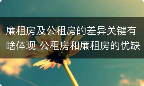 廉租房及公租房的差异关键有啥体现 公租房和廉租房的优缺点