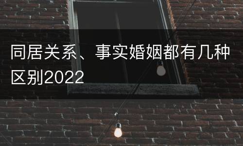 同居关系、事实婚姻都有几种区别2022