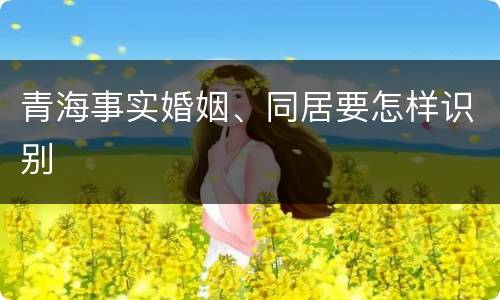 青海事实婚姻、同居要怎样识别