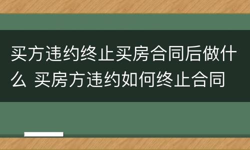 买方违约终止买房合同后做什么 买房方违约如何终止合同
