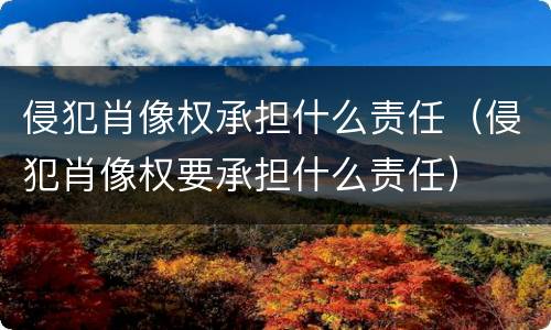 侵犯肖像权承担什么责任（侵犯肖像权要承担什么责任）