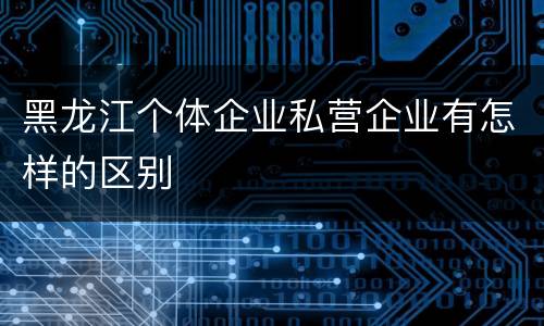 黑龙江个体企业私营企业有怎样的区别