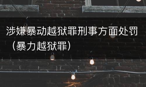 涉嫌暴动越狱罪刑事方面处罚（暴力越狱罪）