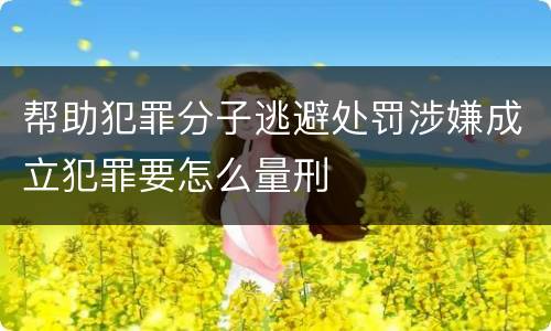 帮助犯罪分子逃避处罚涉嫌成立犯罪要怎么量刑