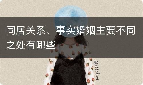 同居关系、事实婚姻主要不同之处有哪些