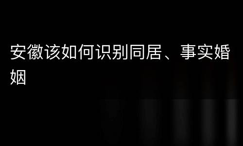安徽该如何识别同居、事实婚姻