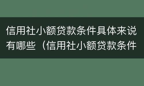 信用社小额贷款条件具体来说有哪些（信用社小额贷款条件具体来说有哪些要求）