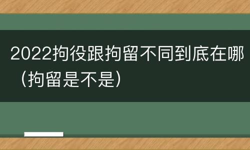 2022拘役跟拘留不同到底在哪（拘留是不是）