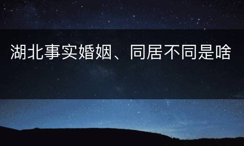 湖北事实婚姻、同居不同是啥