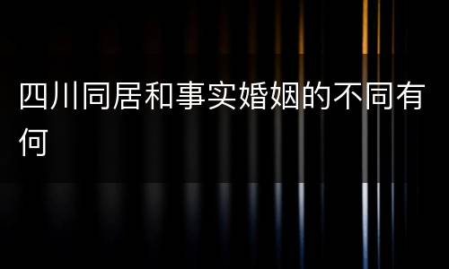 四川同居和事实婚姻的不同有何