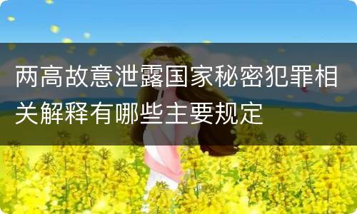两高故意泄露国家秘密犯罪相关解释有哪些主要规定