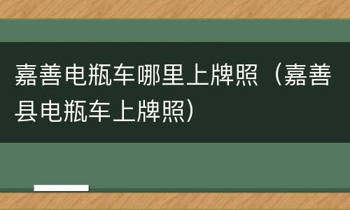嘉善电瓶车哪里上牌照（嘉善县电瓶车上牌照）