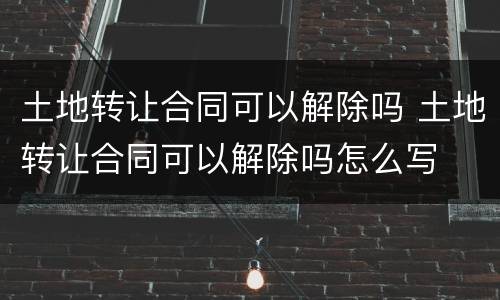 土地转让合同可以解除吗 土地转让合同可以解除吗怎么写
