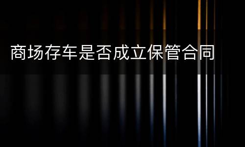 商场存车是否成立保管合同