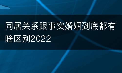 同居关系跟事实婚姻到底都有啥区别2022