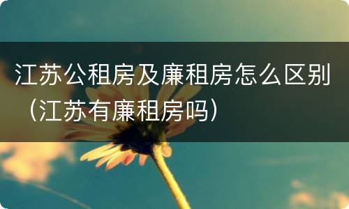 江苏公租房及廉租房怎么区别（江苏有廉租房吗）