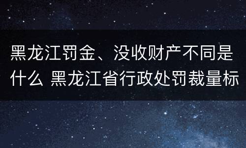 黑龙江罚金、没收财产不同是什么 黑龙江省行政处罚裁量标准