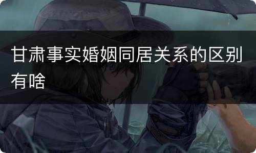 甘肃事实婚姻同居关系的区别有啥