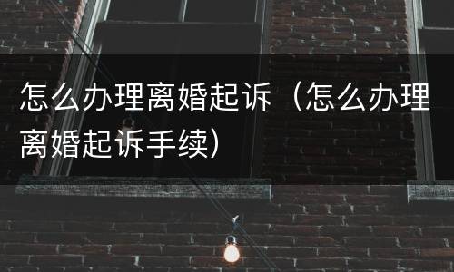 怎么办理离婚起诉（怎么办理离婚起诉手续）