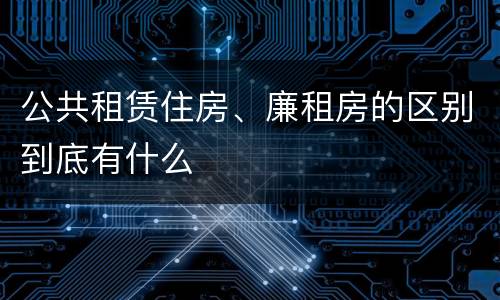 公共租赁住房、廉租房的区别到底有什么