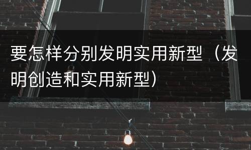 要怎样分别发明实用新型（发明创造和实用新型）