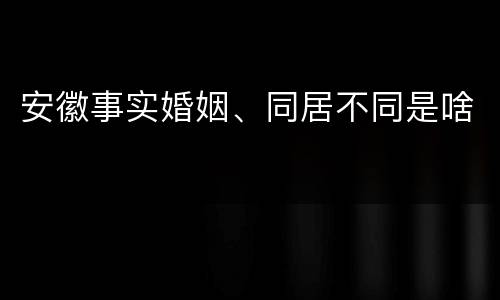 安徽事实婚姻、同居不同是啥