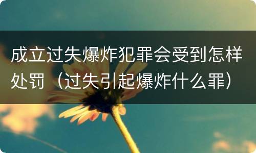 成立过失爆炸犯罪会受到怎样处罚（过失引起爆炸什么罪）