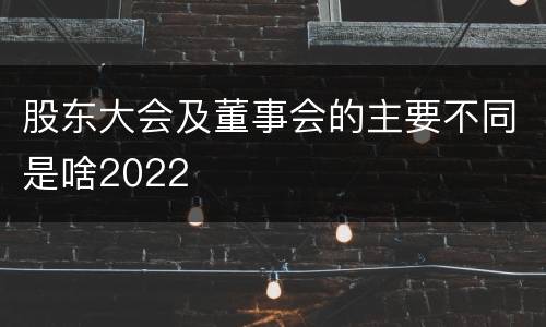 股东大会及董事会的主要不同是啥2022