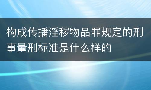 构成传播淫秽物品罪规定的刑事量刑标准是什么样的