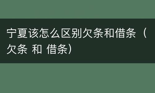 宁夏该怎么区别欠条和借条（欠条 和 借条）