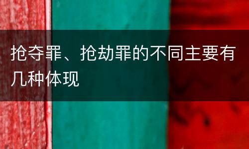 抢夺罪、抢劫罪的不同主要有几种体现