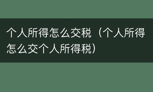 个人所得怎么交税（个人所得怎么交个人所得税）