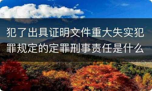犯了出具证明文件重大失实犯罪规定的定罪刑事责任是什么样的