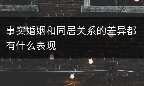 事实婚姻和同居关系的差异都有什么表现