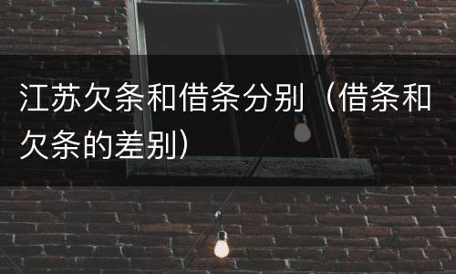 江苏欠条和借条分别（借条和欠条的差别）