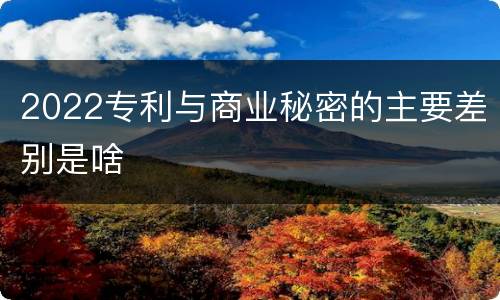 2022专利与商业秘密的主要差别是啥