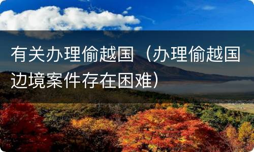 有关办理偷越国（办理偷越国边境案件存在困难）