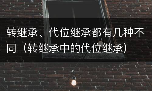 转继承、代位继承都有几种不同（转继承中的代位继承）