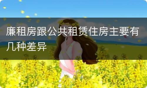 廉租房跟公共租赁住房主要有几种差异