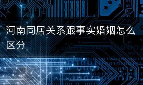河南同居关系跟事实婚姻怎么区分