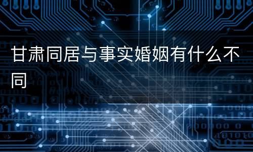 甘肃同居与事实婚姻有什么不同