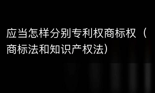 应当怎样分别专利权商标权（商标法和知识产权法）