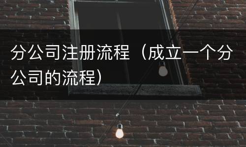 分公司注册流程（成立一个分公司的流程）