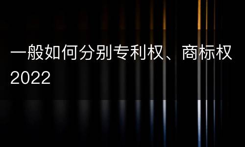 一般如何分别专利权、商标权2022