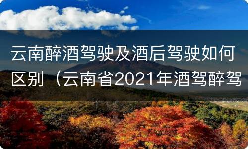 云南醉酒驾驶及酒后驾驶如何区别（云南省2021年酒驾醉驾的新规）