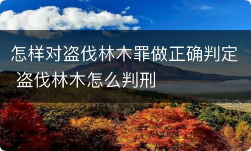 怎样对盗伐林木罪做正确判定 盗伐林木怎么判刑