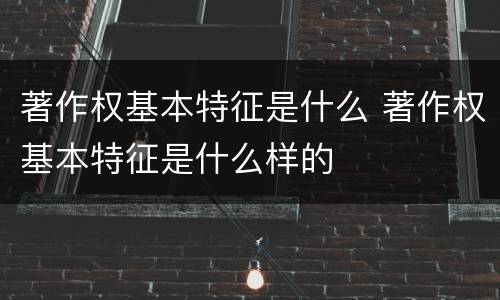著作权基本特征是什么 著作权基本特征是什么样的